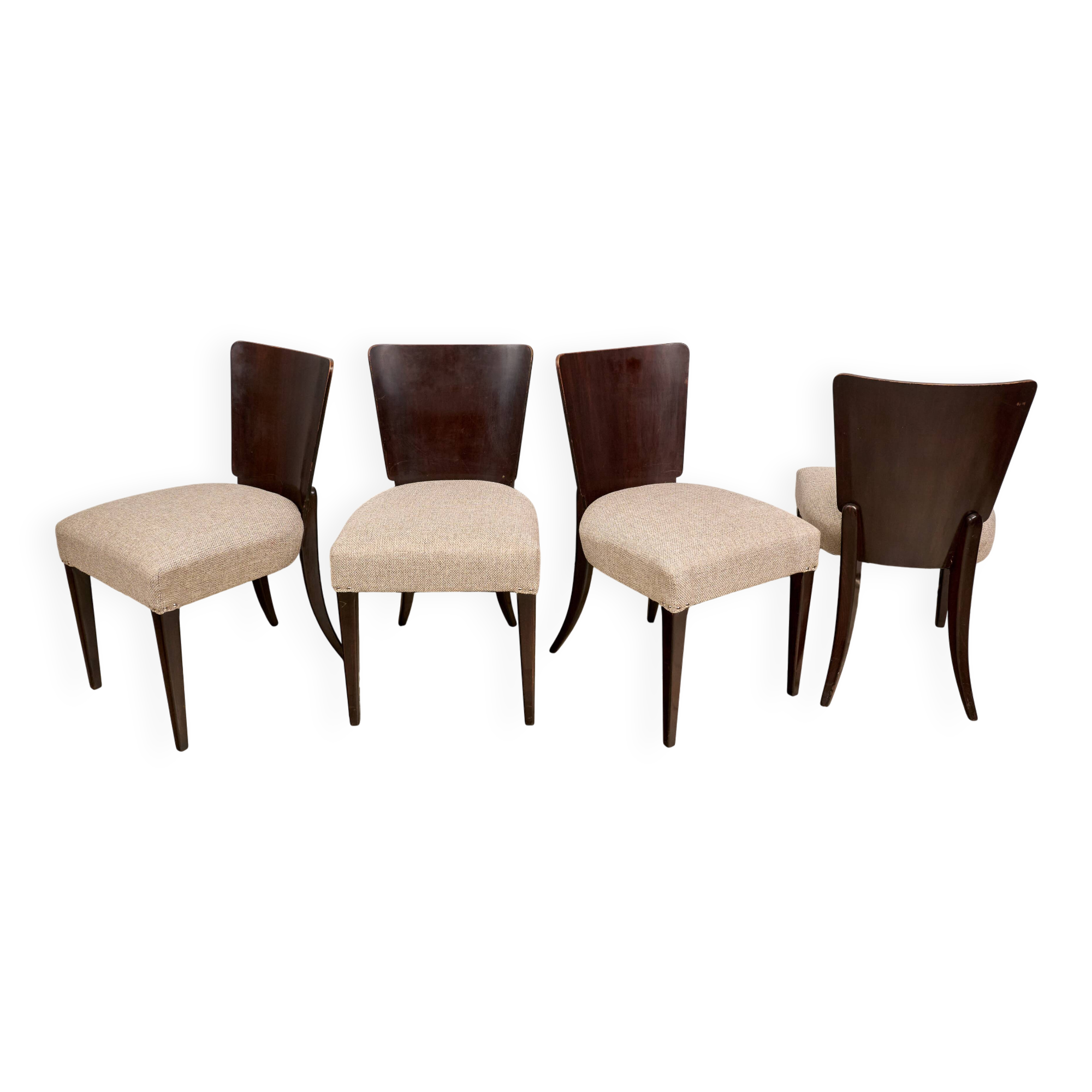 Set of 4 H-214 Dining Chairs by Jindřich Halabala, 1930s, Czechoslovakia