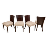Ensemble de 4 chaises de salle à manger H-214 par Jindřich Halabala, années 1930, Tchécoslovaquie