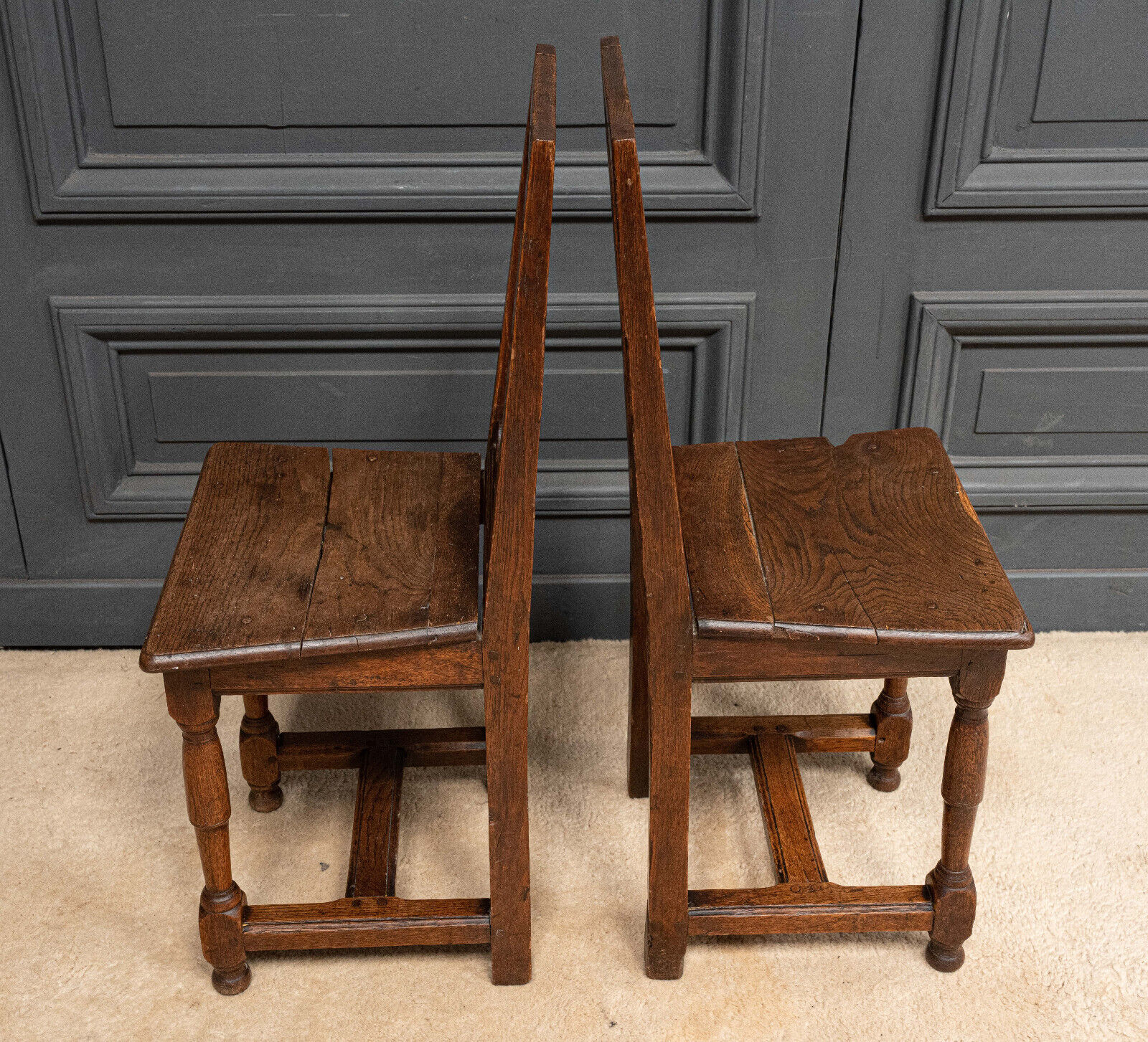 Pair of Lorraine chairs in oak late seventeenth early eighteenth