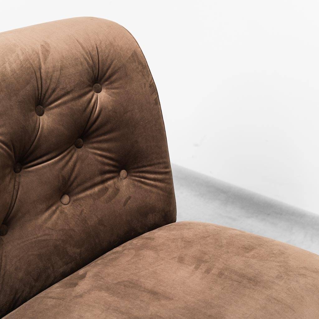 Pair of brown velvet armchairs from the 1970s vintage modernism