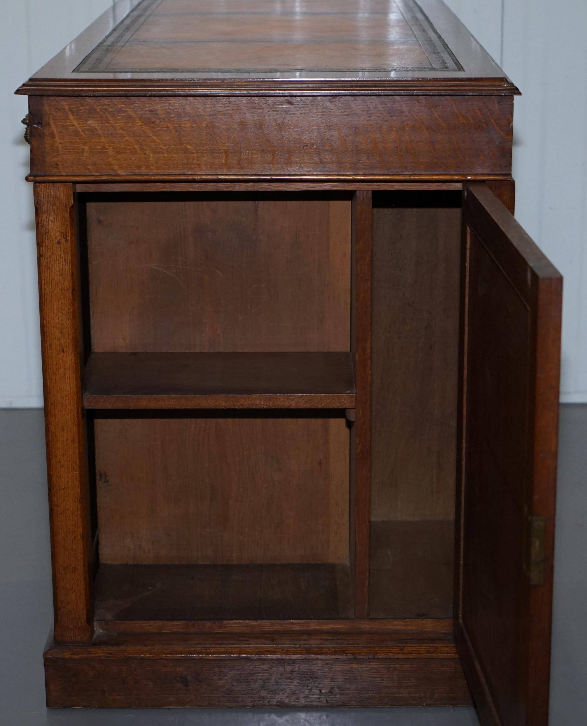 Restored Gothic desk with side bookshelves, drawer, and sloping top by Pugin Gillows.