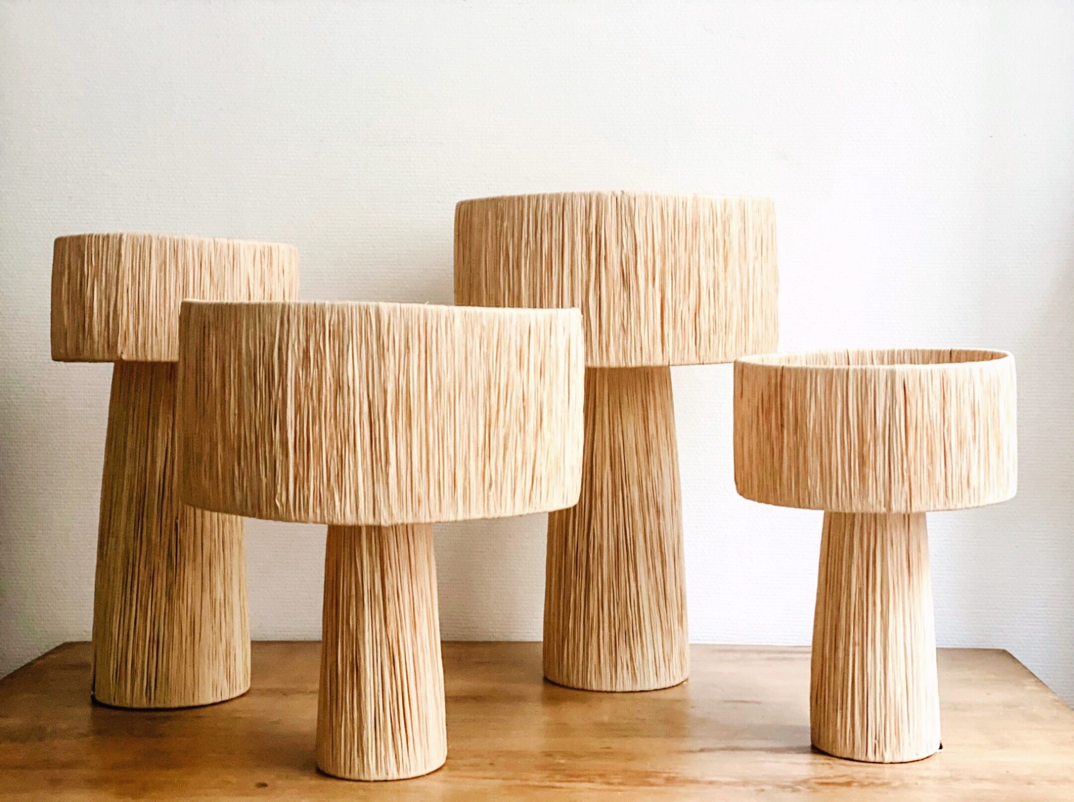 Minimalist raffia bedside table lamp