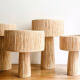 Minimalist raffia bedside table lamp