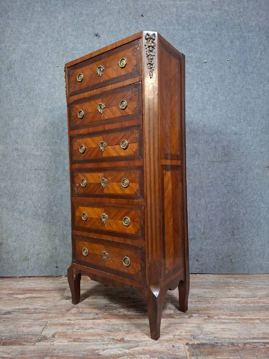 Secretary in a week planner style from the Louis XVI period in marquetry (to be restored)