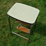 Retractable kitchen stepladder, wood and formica, vintage 60s