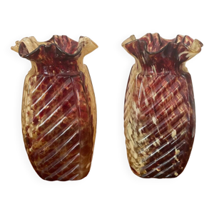 Paire de vases en verre