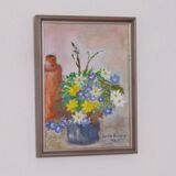 Original Swedish Oil on Canvas – “Vase of Flowers” by Carola Bergling