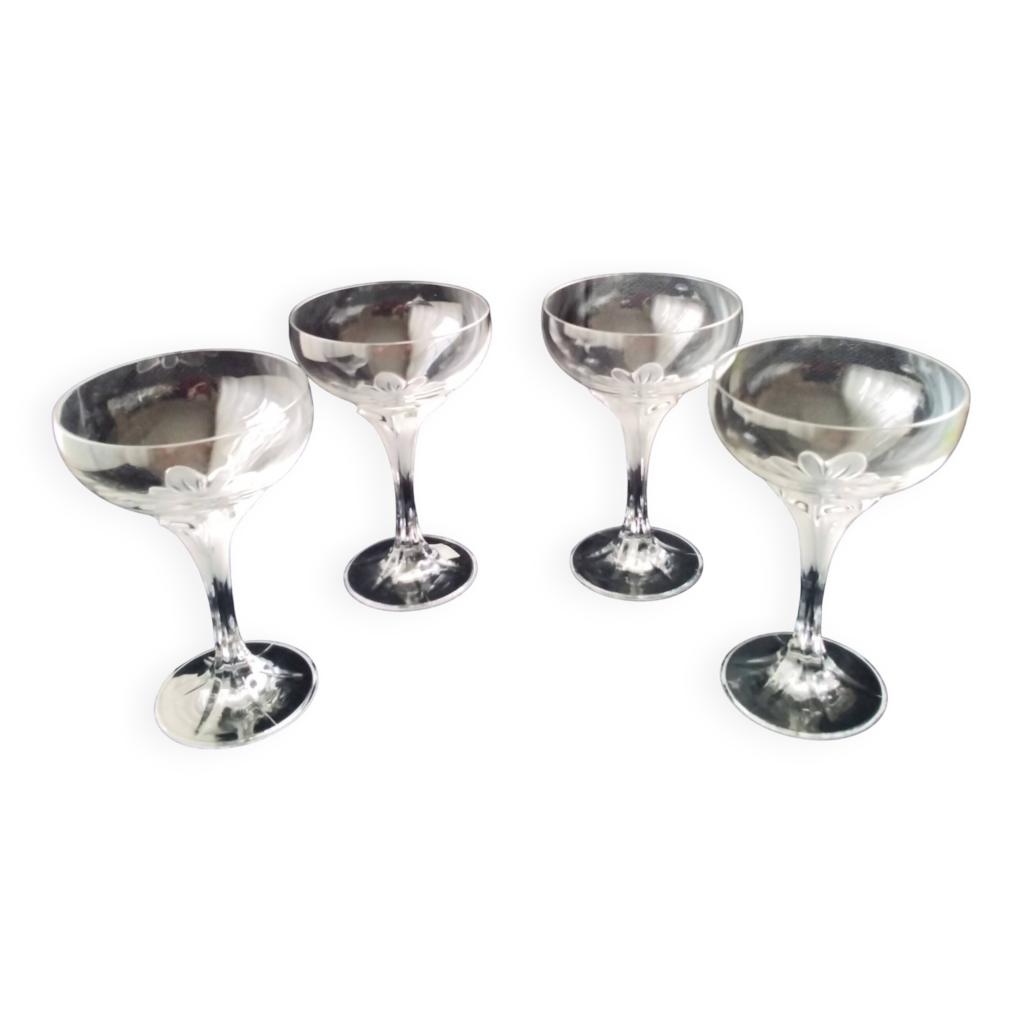 4 Cristal d'Arques Champagne Glasses, Granville Model