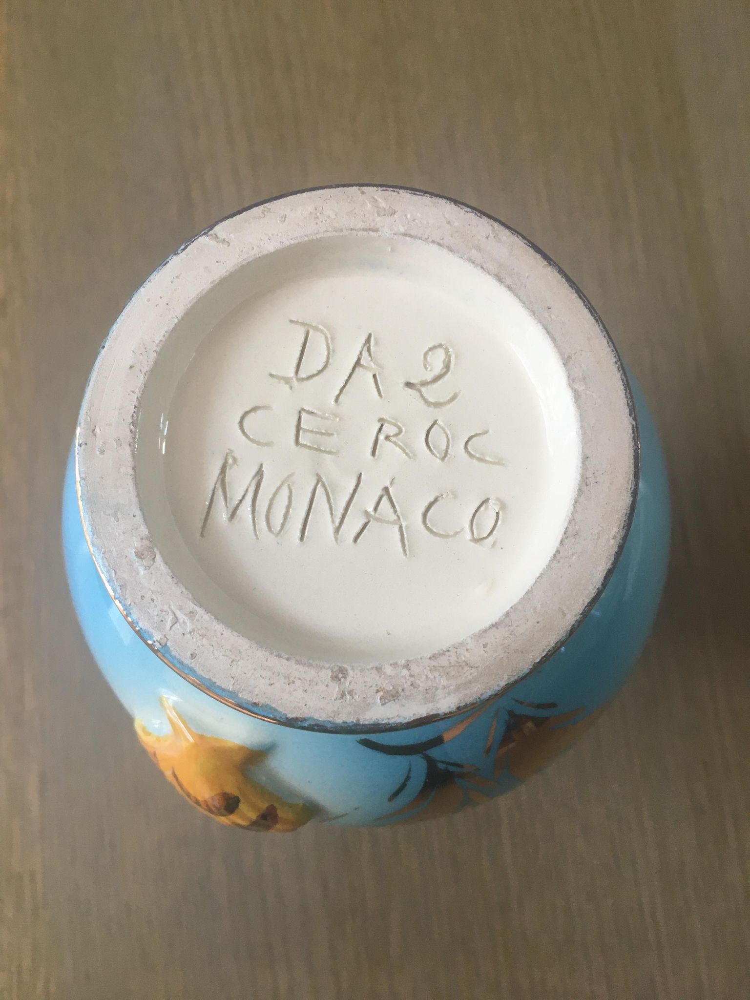 Vintage ceramic vase stamped Céroc Monaco