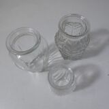3 vintage molded glass bulbous vases 50s