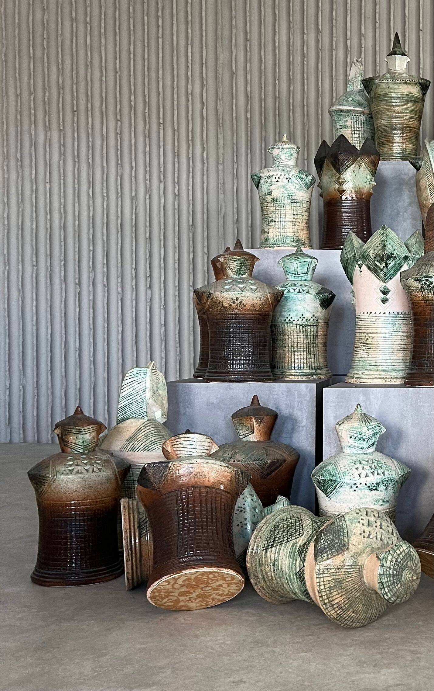 XXL (40-80cm) ceramic chess set by Maria Kenarova