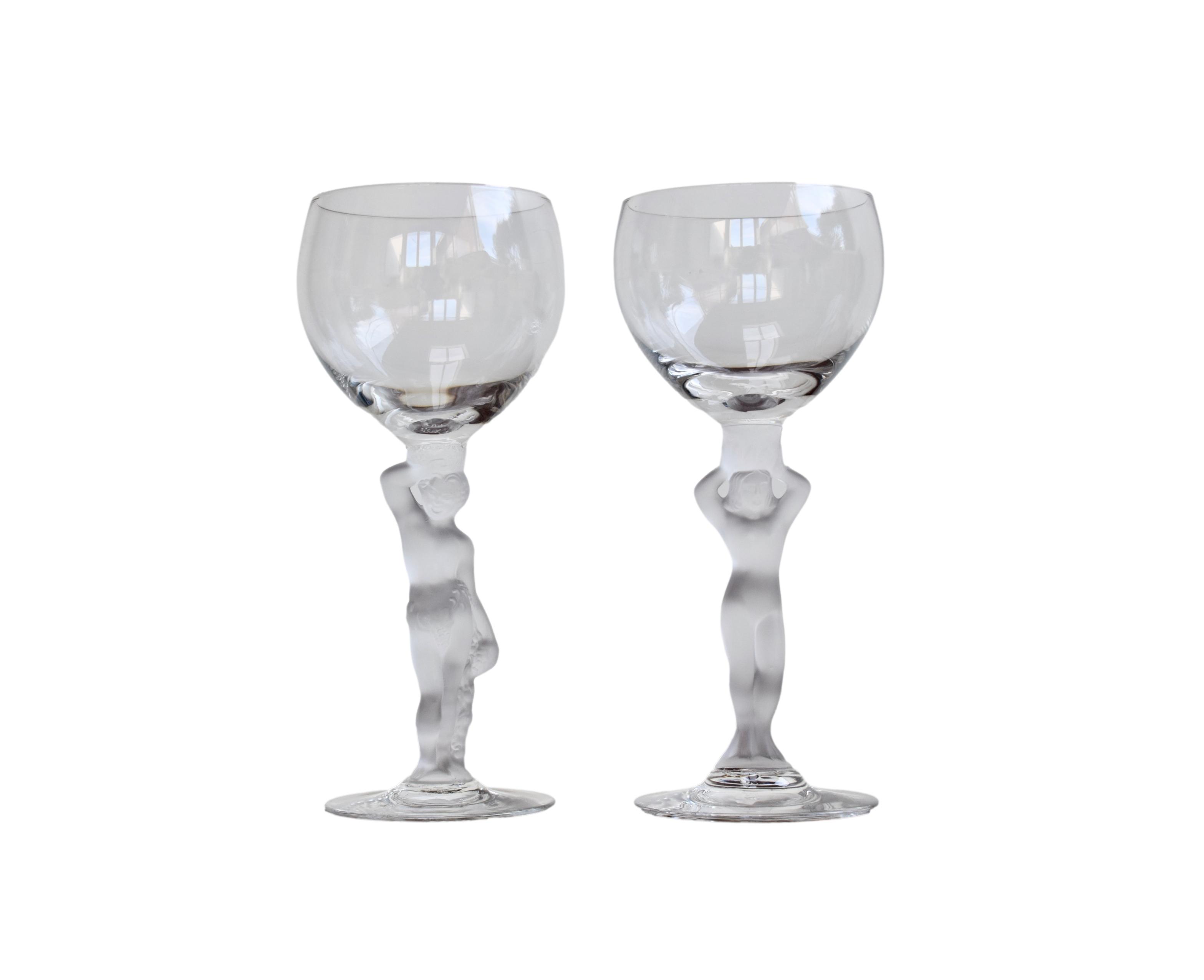 Set of 2 vintage Bayel crystal wine glasses