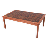 Large Scandinavian coffee table in standing wood marquetry