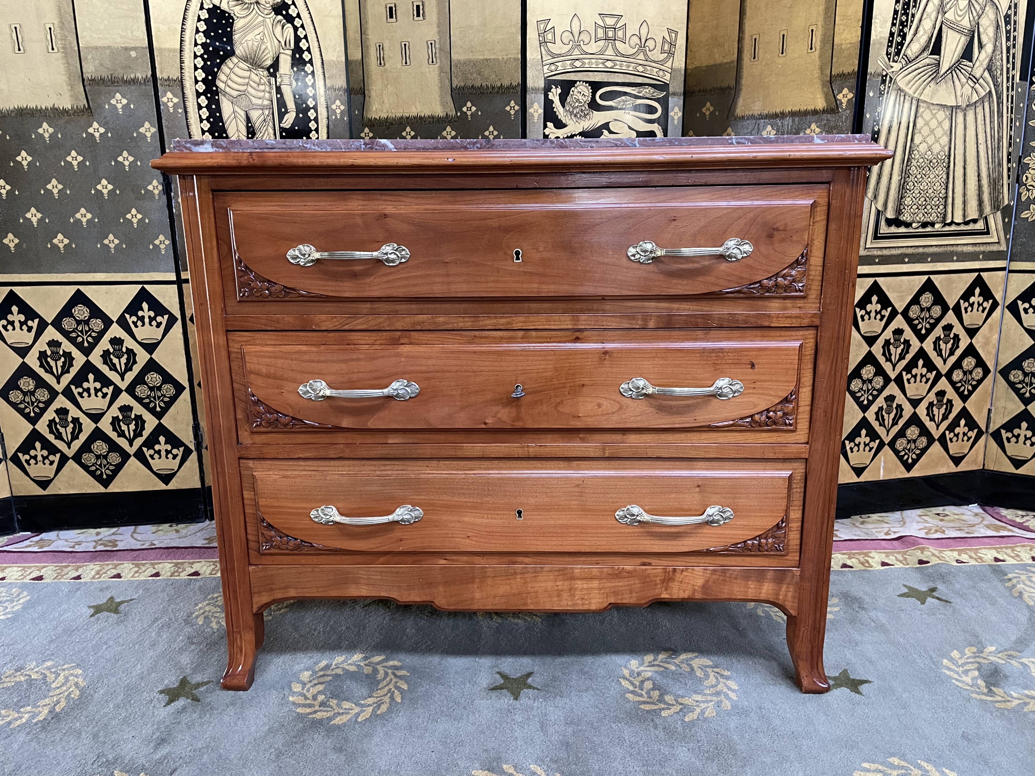 Art Nouveau cherry chest of drawers