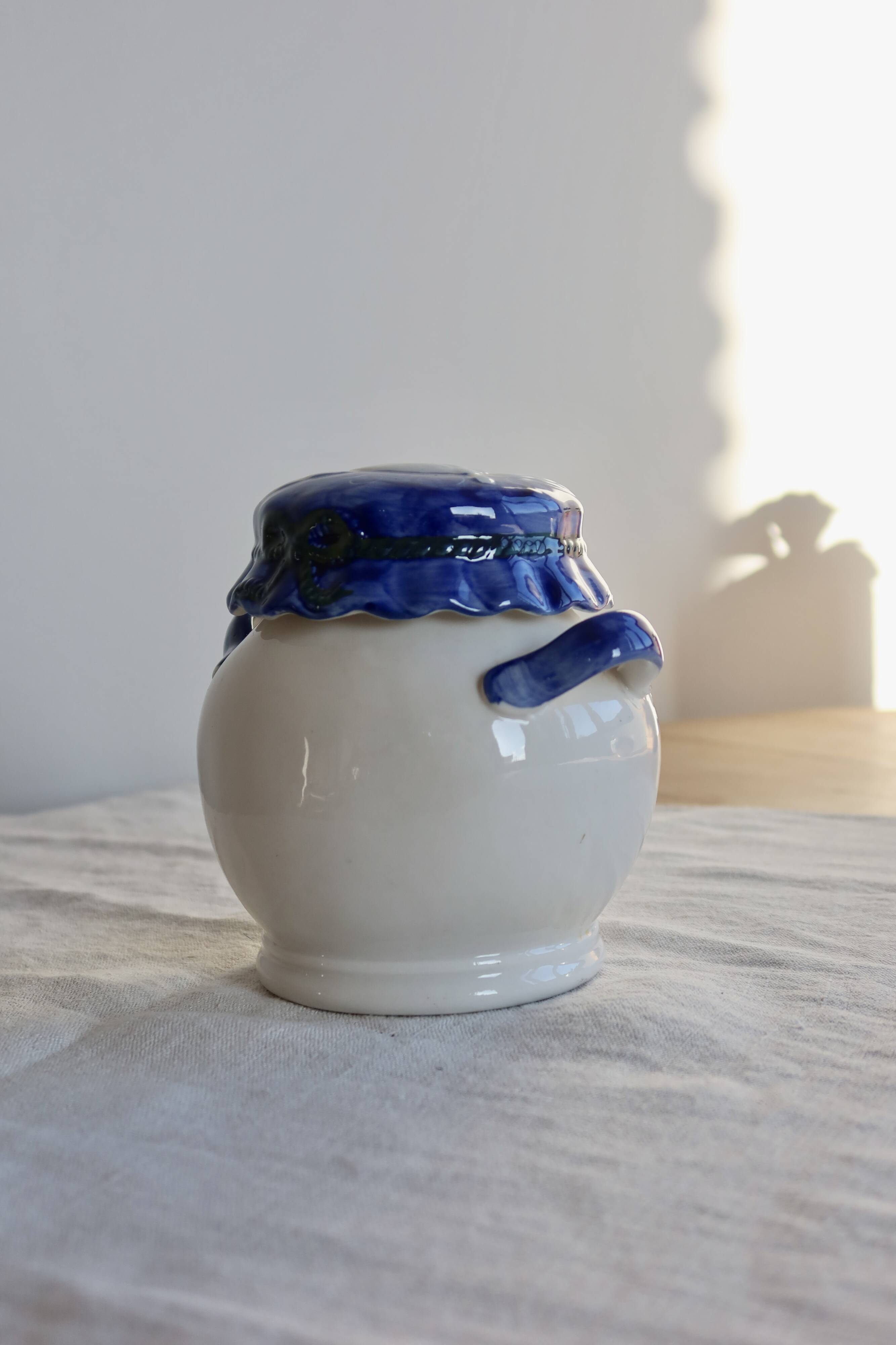 Bonbonnière vintage porcelaine décor citron – Style méditerranéen barbotine