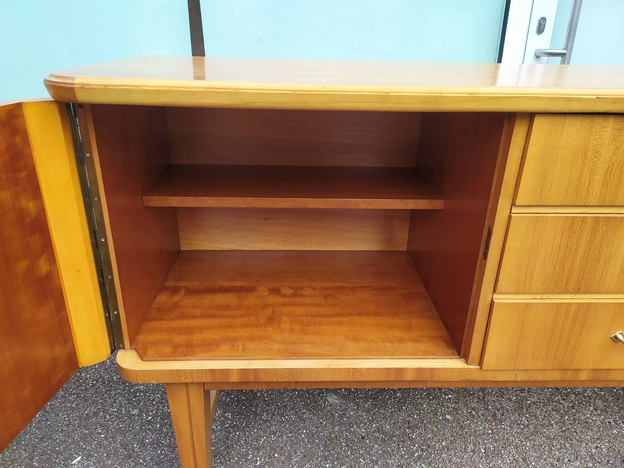 Vintage sideboard from the 50s and 60s in wood 245cm