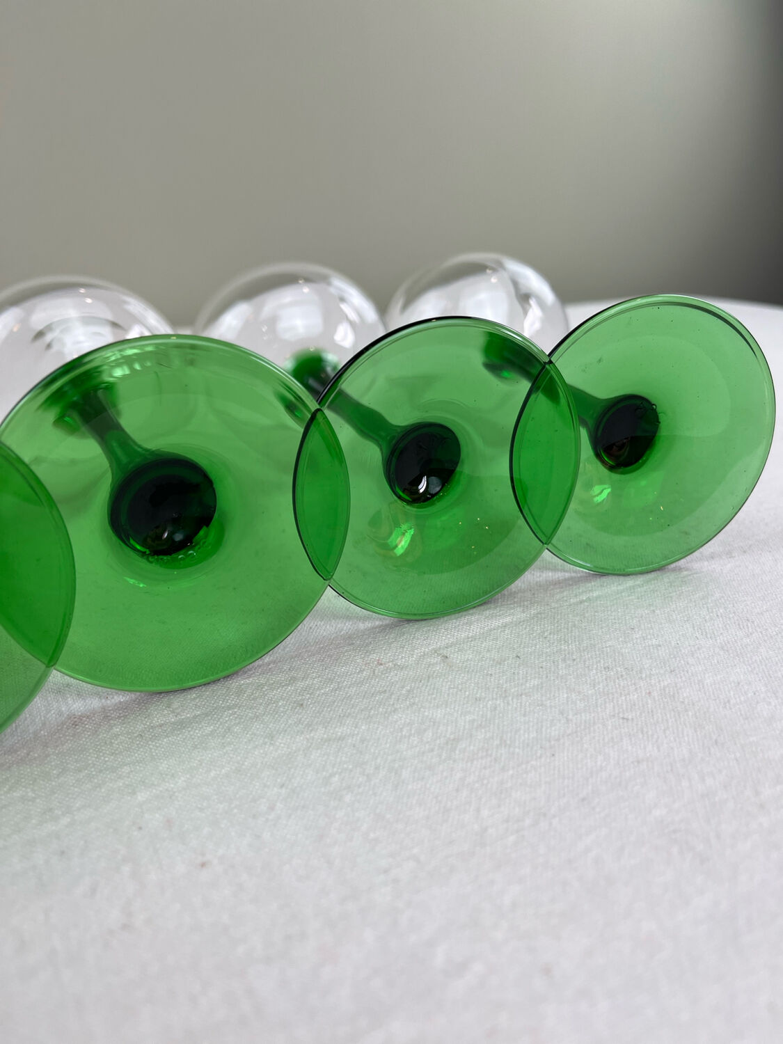 Green stemmed glasses