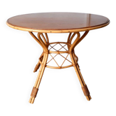 Table ronde de repas en rotin vintage