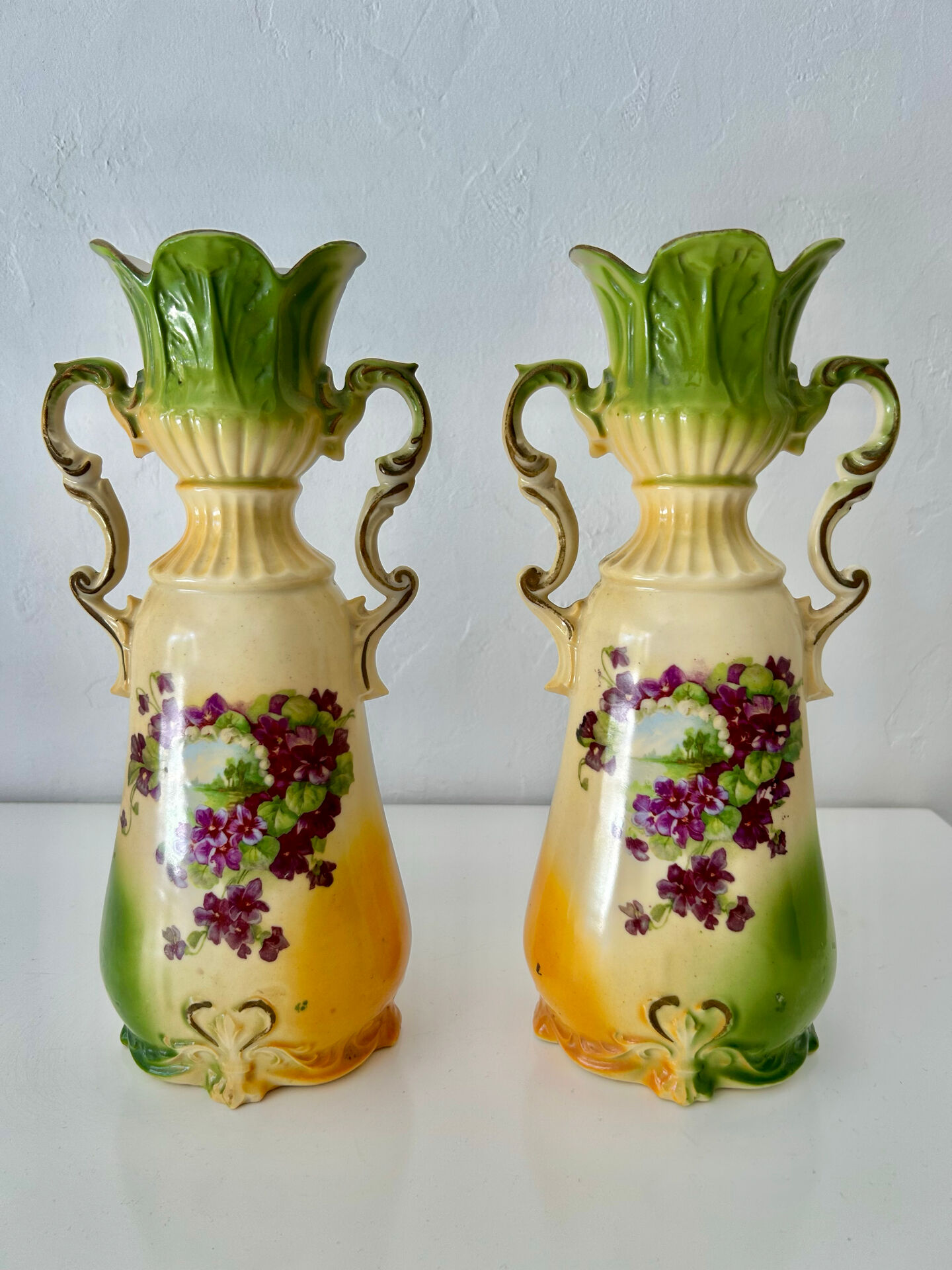 Paire de vases anciens Art Nouveau -Robert Hanke ( Autriche)