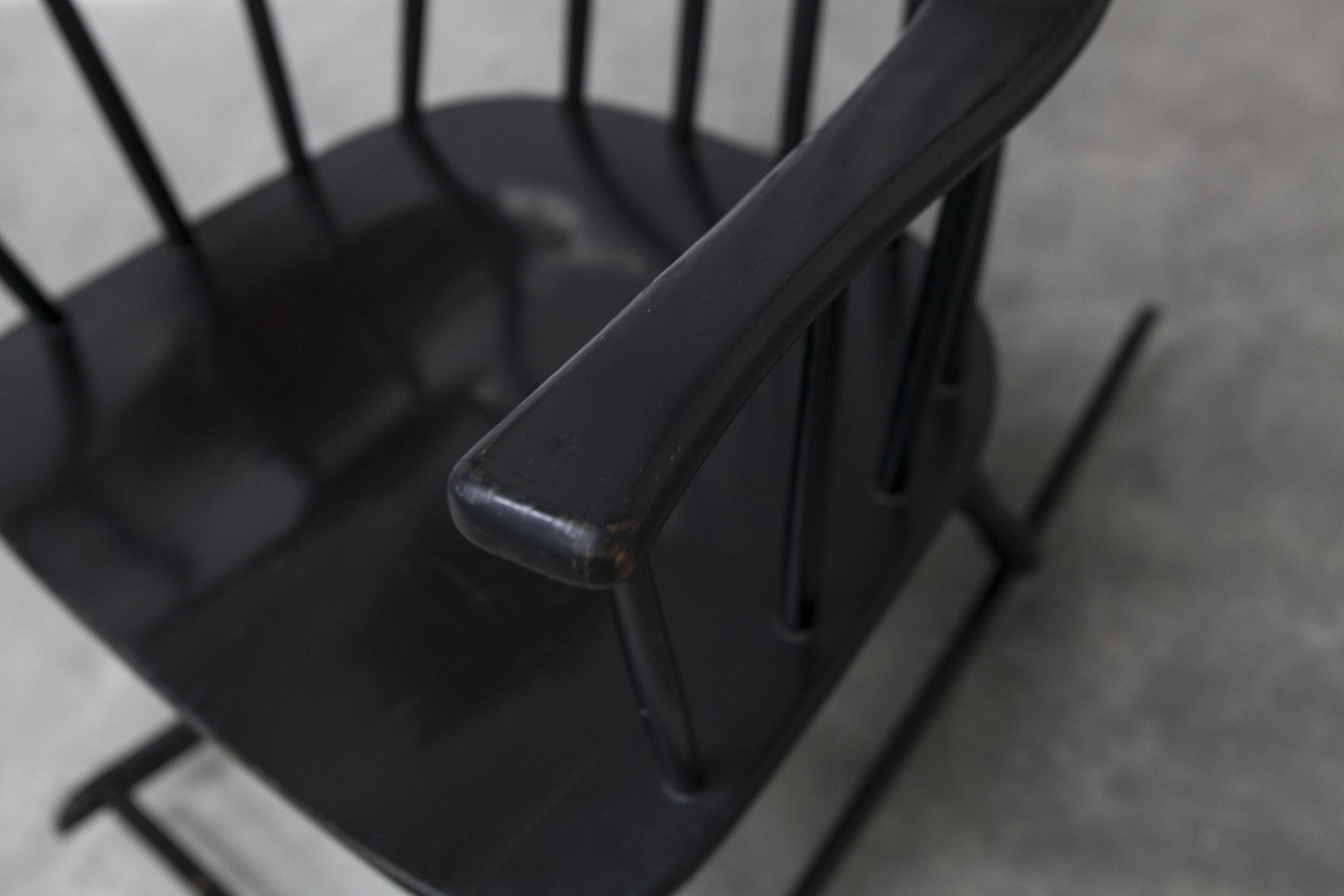 Grandessa rocking chair in black beech by Lena Larsson 1960 for Nesto