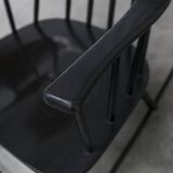 Rocking chair Grandessa en Hêtre noir par Lena Larsson 1960 pour Nesto
