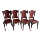 Set of 4 Art Nouveau bent beech wood chairs, deep red-brown embossed seats (Jacob & Josef Kohn, ca.1900)