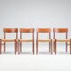 Set of four Danish dining chairs in teak and paper cord, Denmark, 1960