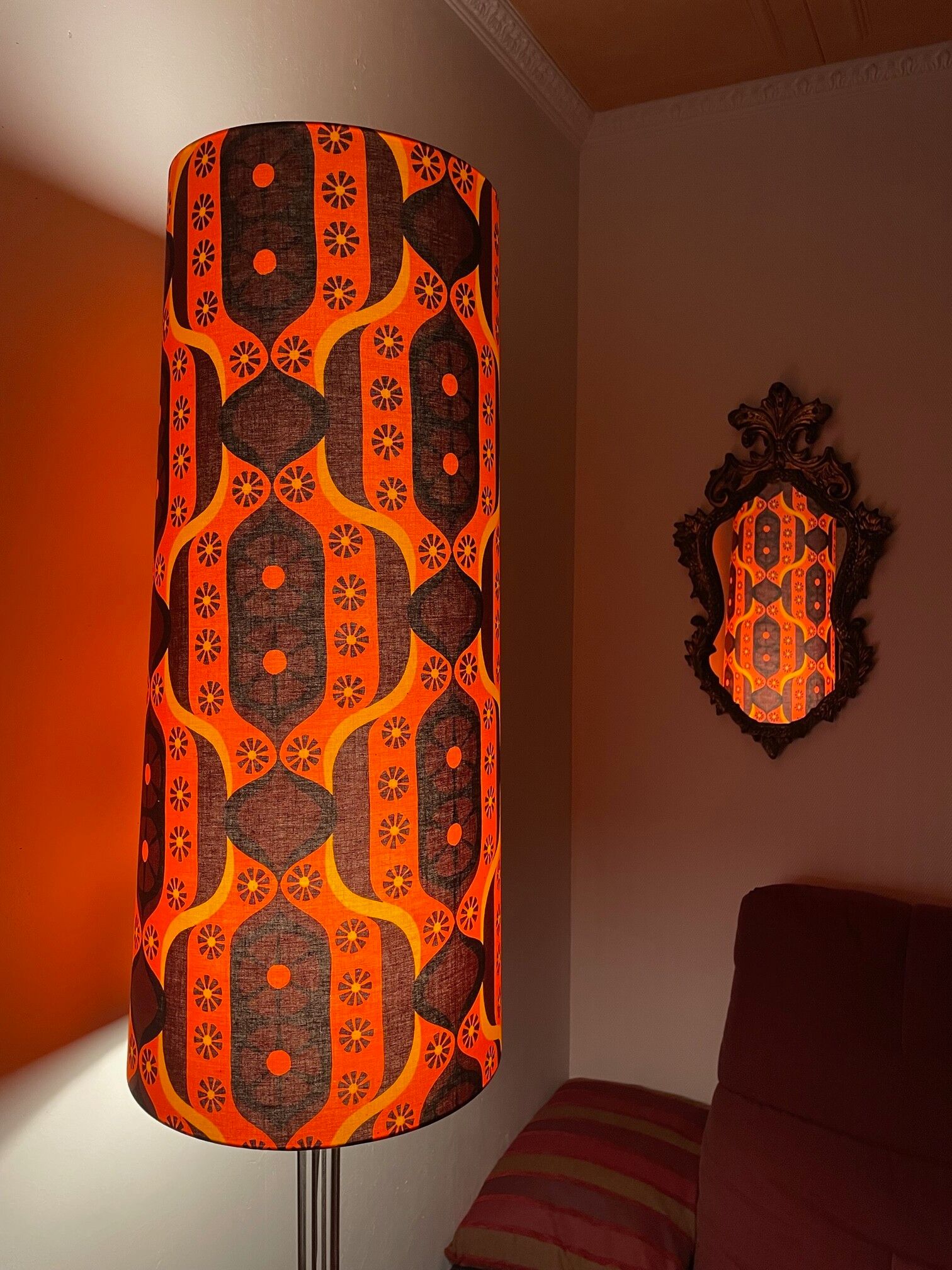 Sherazade H87 D35 d25 lampshade - conical in vintage fabric