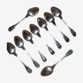 9 small silver metal spoons