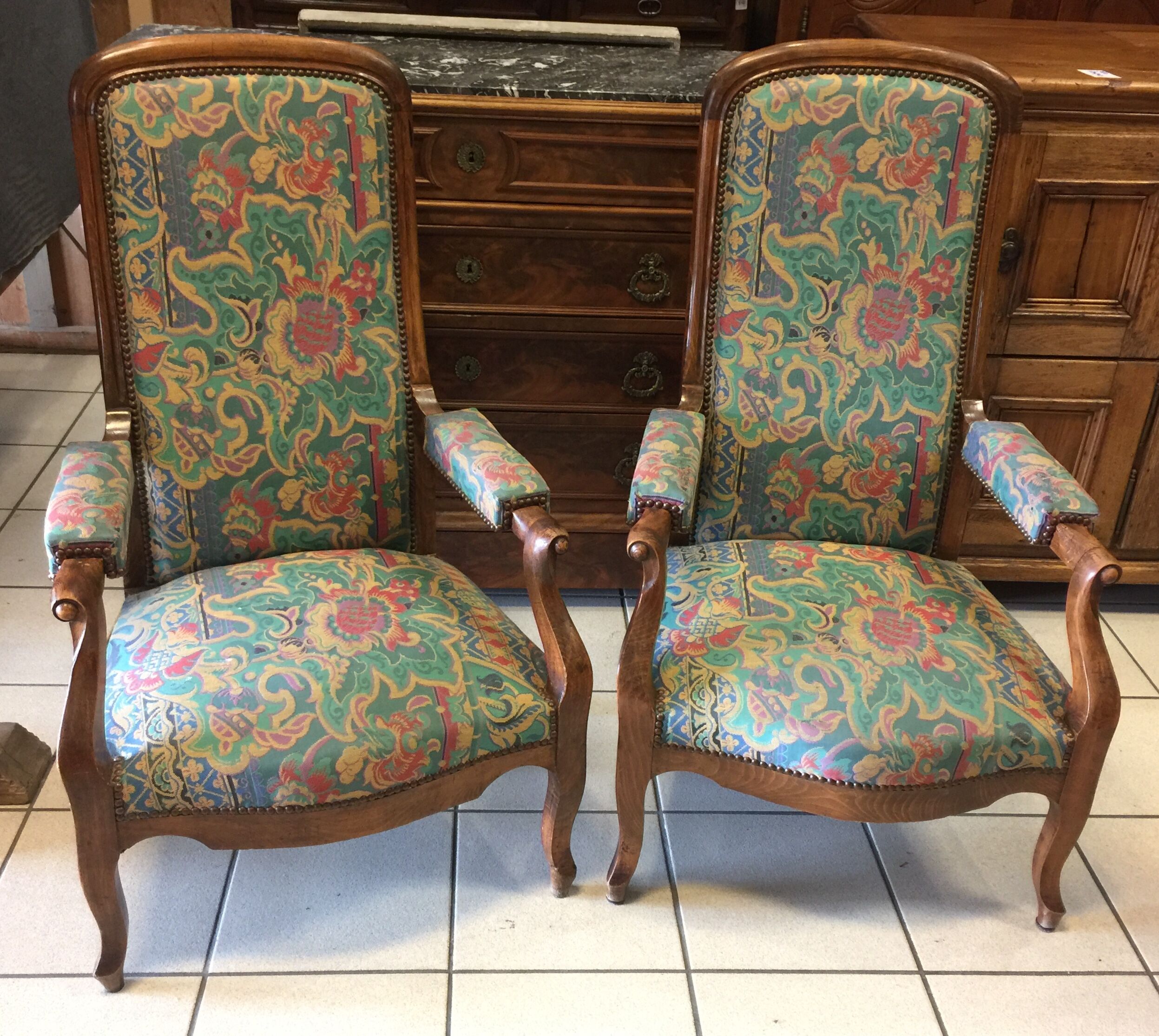 Pair of Voltaire walnut chairs