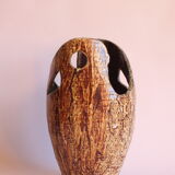 Freeform open worked vase by "Les potiers d'Accolay", France 1970s.