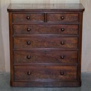 Victorian commode in flame wood with four drawers