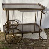 Trolley bar in neoclassical mahogany and brass
