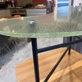 Asymmetrical tripod coffee table in granite glass, vintage bean shape, an50s