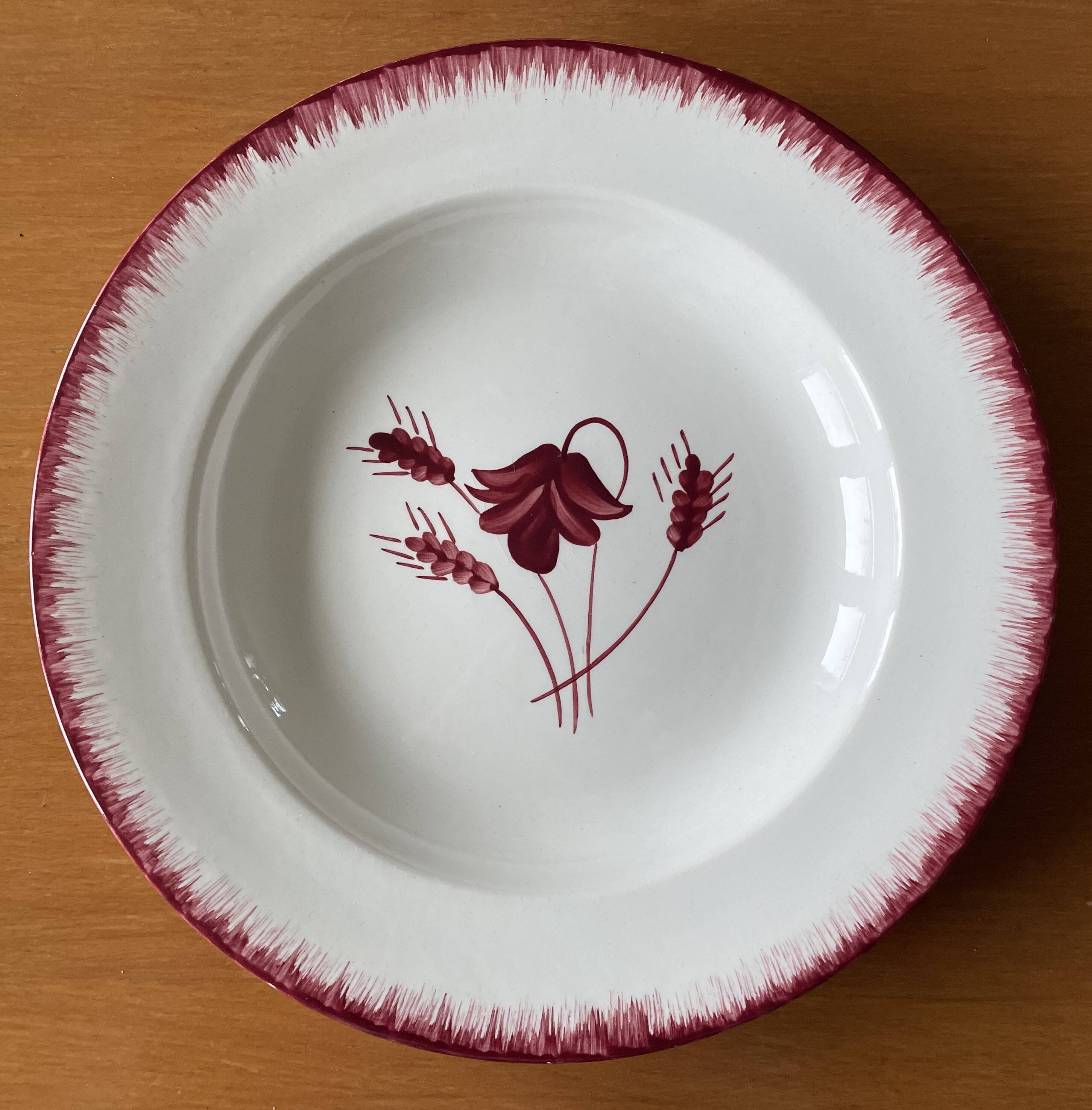 6 large old soup plates in saline earthenware