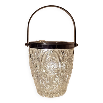 1980s French cut glass ice bucket