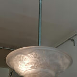 Washbasin pendant light in frosted glass and chrome, 1940-50