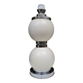 Pied de lampe Delmas en métal blanc et chrome, années 70