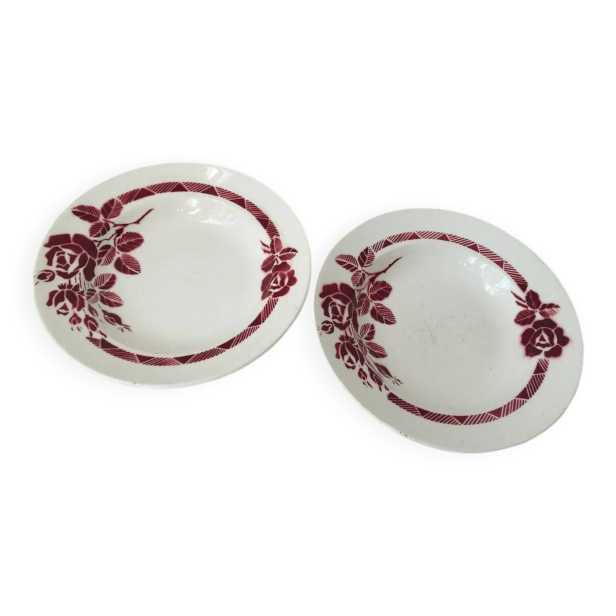 Antique KG Lunéville Roxanne flower soup plates