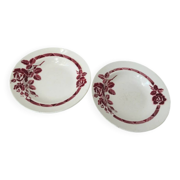Assiettes creuses ancienne KG Lunéville collection Roxanne, décor de fleurs