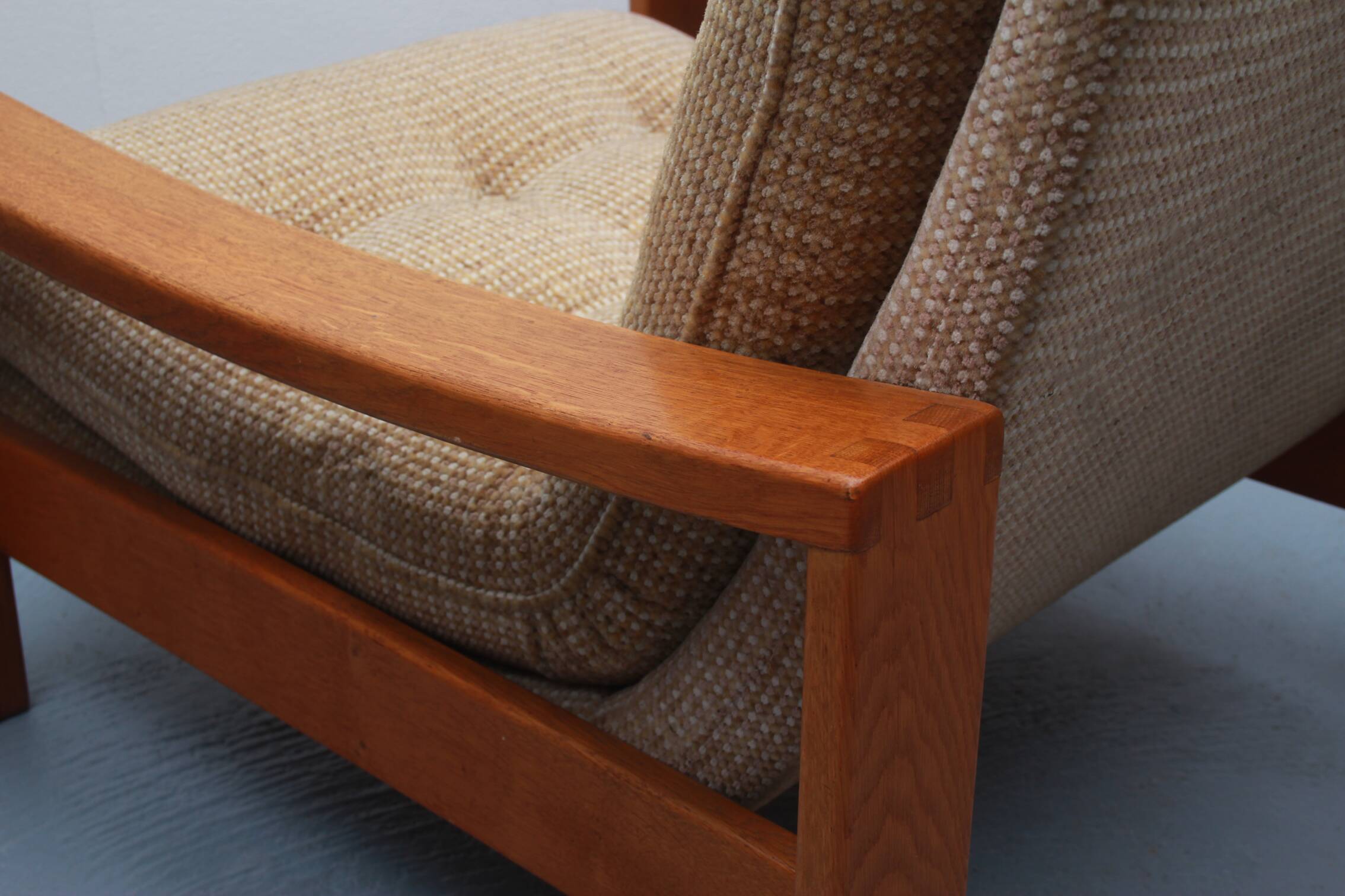1970s armchair beige in oak