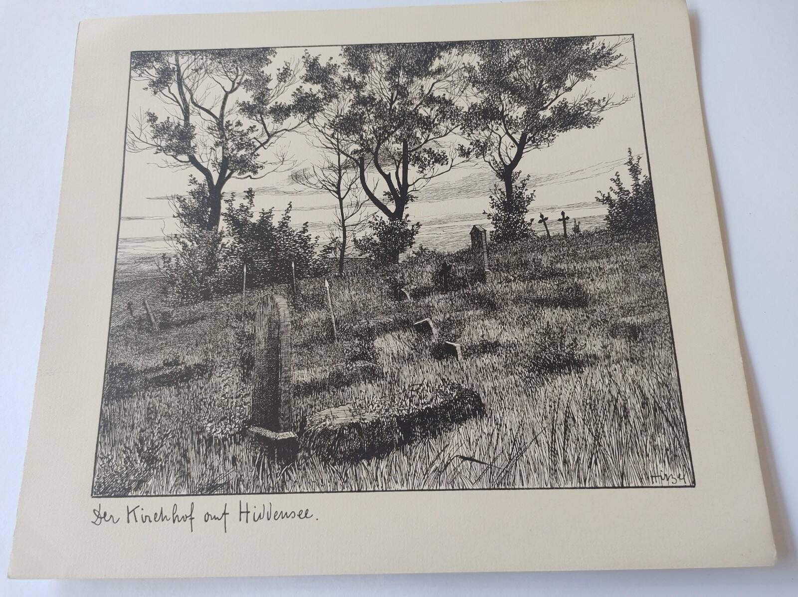 Antique print - Hiddensee cemetery - Lithograph from 1902