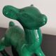 Vintage art deco green earthenware doe from the 60s