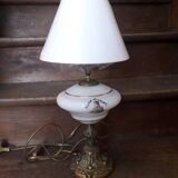 Porcelain and copper chevvet lamp