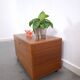 Vintage teak Danish chest with a lid on wheels, toy chest.