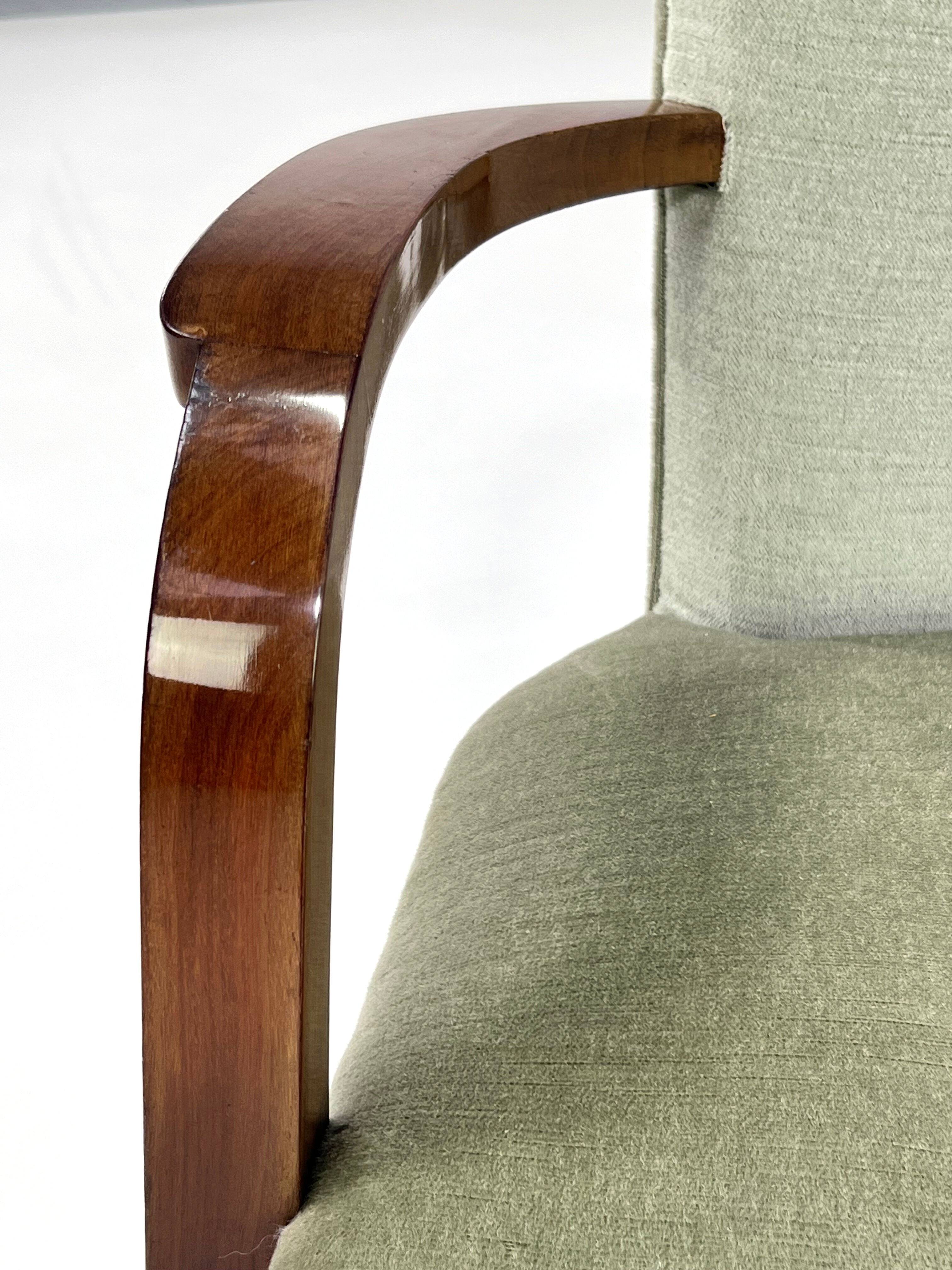 Pair of armchairs art deco 30/40 in wood and velvet