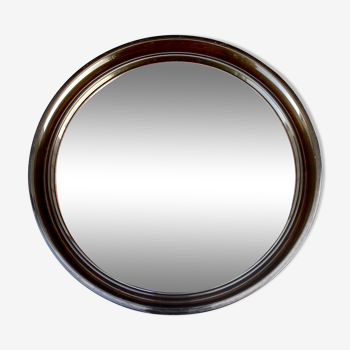 Round mirror in smoked plexiglass 70s