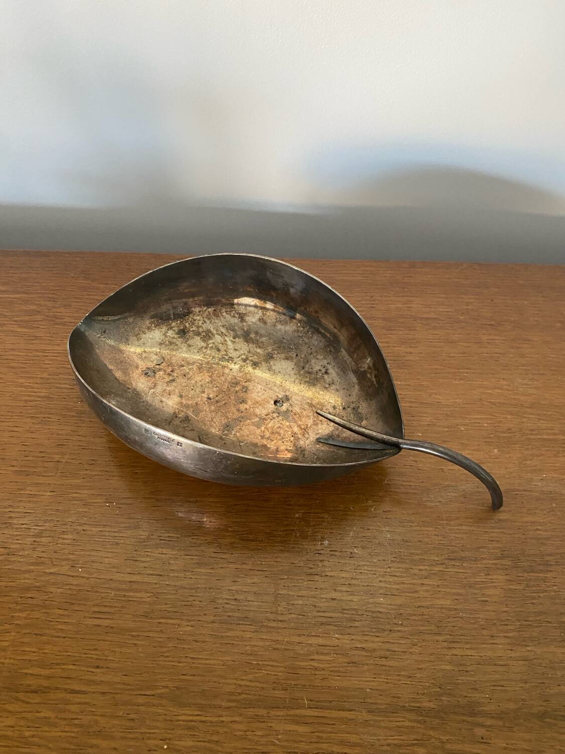 Old CHRISTOFLE Lino Sabattini Leaf Shaped Silver Metal Empty Pocket #C