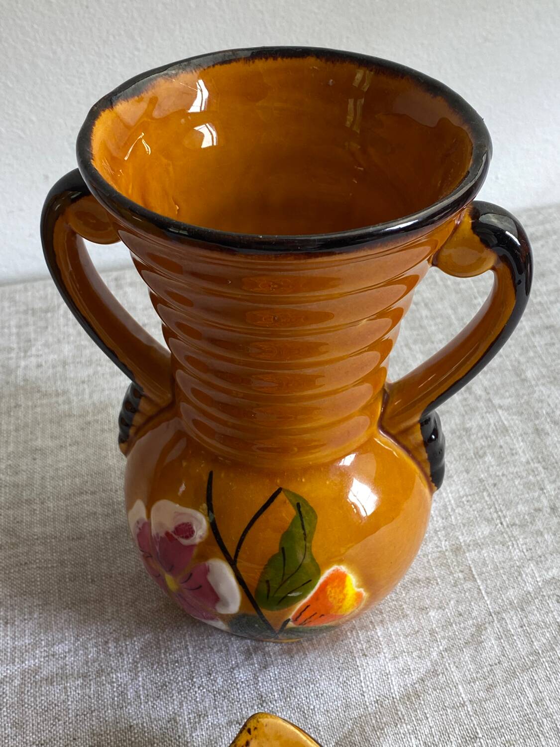 Vallauris ceramic pitcher, vase and bowls