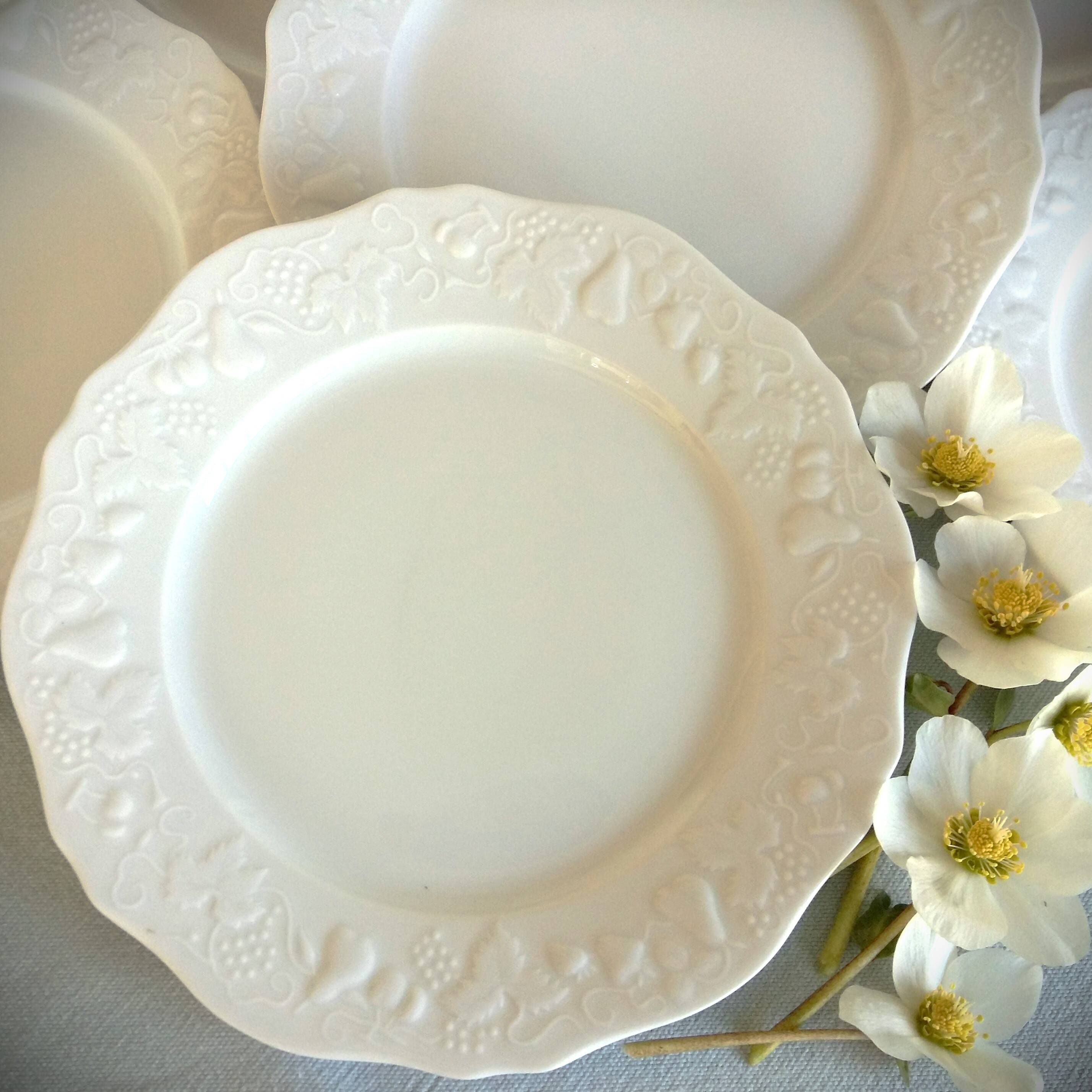 SIX Limoges Dinner Plates.  White Limoges Porcelain Plates.